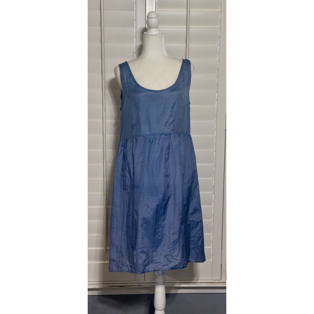 EMILY LOVELOCK Size S Blue Sleeveless Sheer Babydoll Dress Minimalist Timeless
